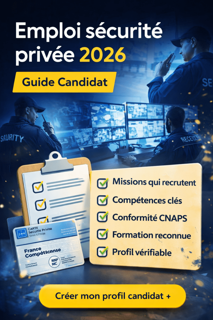 Emplois sécurité privée 2026 : guide candidat pour trouver une mission et optimiser son profil (SPO)