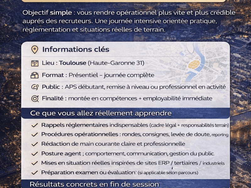 Formation SSIAP 1 — Toulouse (31) — format intensif