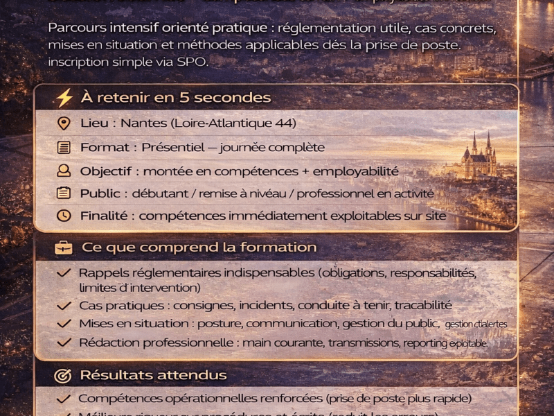 Formation SSIAP 1 — Nantes (44) — session mensuelle