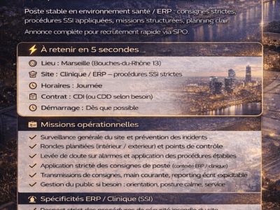 SSIAP 1 — Clinique (ERP) — Marseille (13) — Jour