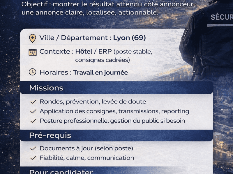 SSIAP 1 — Hôtel 4★ — Lyon (69) — Jour