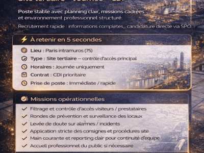 Agent APS — Site tertiaire — Paris (75) — Jour