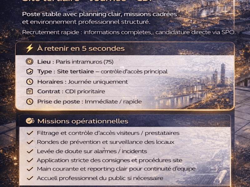 Agent APS — Site tertiaire — Paris (75) — Jour